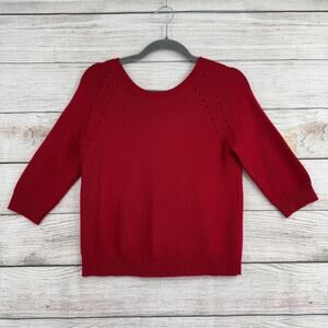 Maria Grazia Severi White Wool Blend Beaded Lace Sweater Womens 42 Red Black